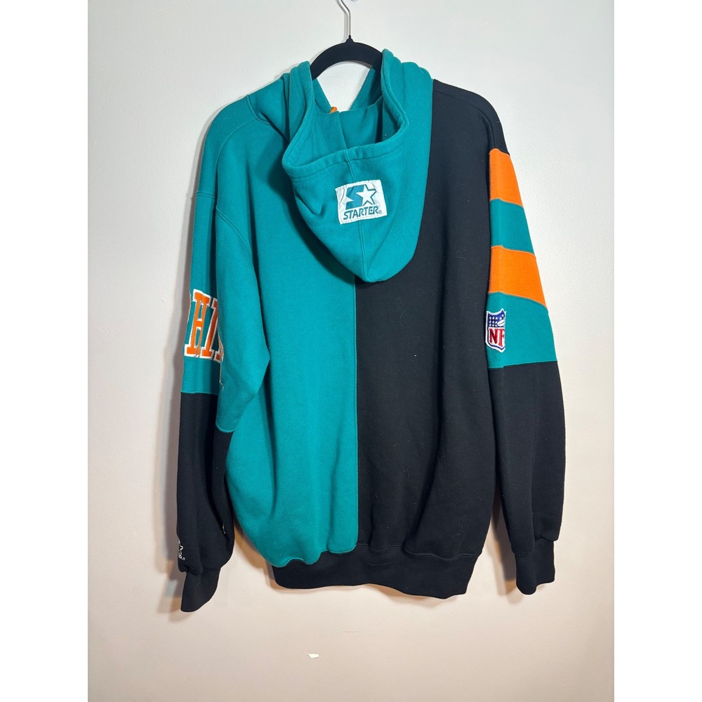 Starter‎ Miami Dolphins Color Block Hoodie NFL Football Teal Black Orange XL - Picture 2 of 7